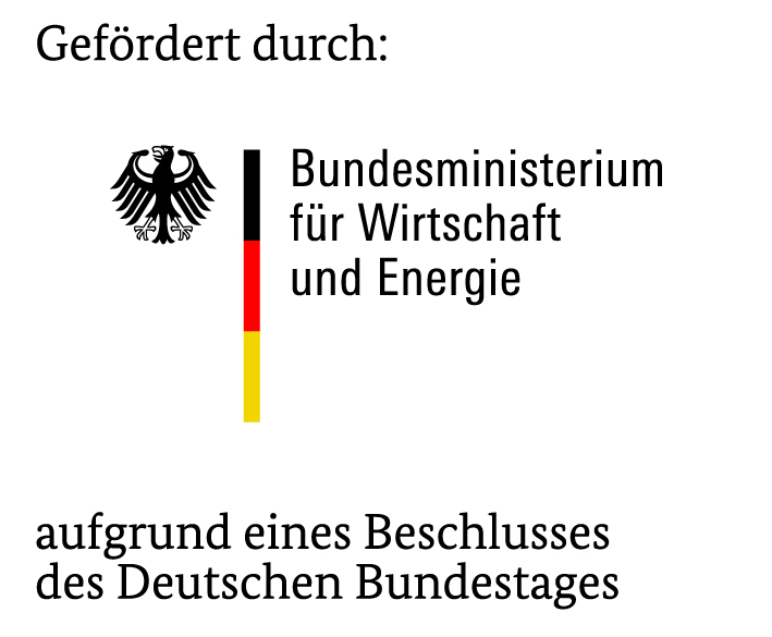 Hier ist das Logo des Bundesministeriums für Wirtschaft und Energie zu sehen. Der Schriftzug ist schwarz mit einer Deutschlandfahne und einem Adler.